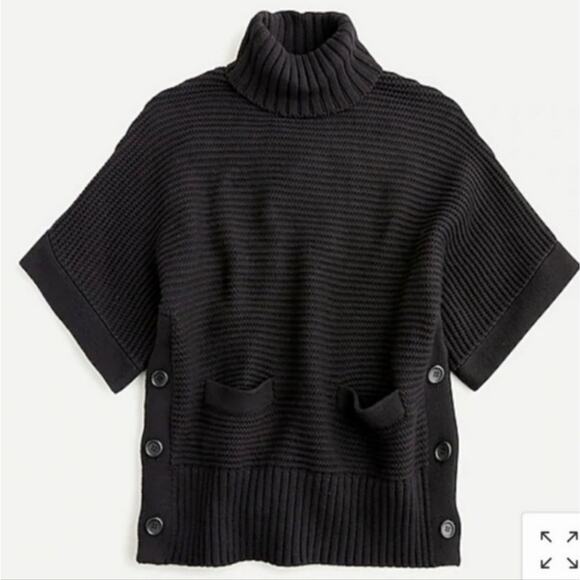 J. Crew Turtleneck poncho Black AR947 Medium - Picture 1 of 8